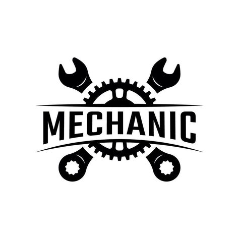 Mechanic service logo design vector isolated on white background. Machinist Logo, Mechanical Logo Design, Mechanic Logo Design, Mechanic Logo, Service Logo Design, Engineer Design, Motor Mechanics, Mechanics Logo, Automotive Logo Design