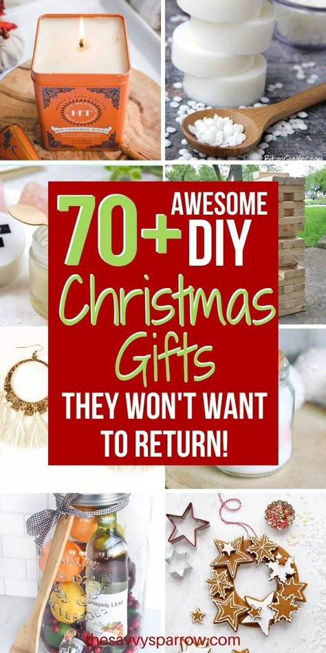 These DIY Christmas gifts are some of the best homemade presents to make this year! These DIY Christmas presents are so great that you'll want to keep them for yourself, so make extras! Loads of easy craft projects to make as gifts, plus gift in a jar ideas, edible gift ideas, and DIY gift ideas for men! Christmas Projects Diy Homemade Gifts, Diy Crafty Christmas Gifts, High End Diy Christmas Gifts, Great Homemade Christmas Gifts, Useful Diy Christmas Gifts, Christmas Presents To Make For Family, Soy Christmas Gifts, Amazing Diy Gifts, Budget Diy Christmas Gifts