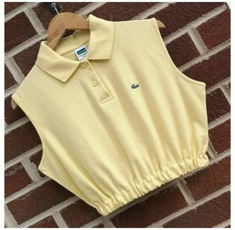 Polo Crop Top Outfit, Polo Crop Top, Upcycle Clothes Diy, Lacoste Polo Shirts, Design Moda, Diy Vetement, Lacoste Polo, Diy Fashion Clothing, Crop Top Outfits