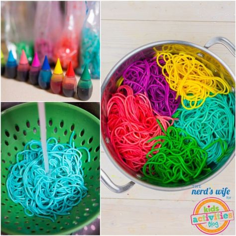 Easy Rainbow Pasta Rainbow Pasta, Colored Pasta, Rainbow Food, Unicorn Foods, Fun Kids Food, Rainbow Birthday, Unicorn Birthday Parties, Toddler Meals, Kids Snacks