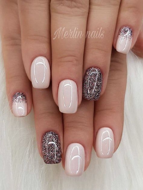 Short Gel Nail Designs Wedding, Shellac Nail Designs On Natural Nails, Formal Short Nails Classy, Nail Designs Glitter Short, Natural Dipped Nails Short, March Wedding Nails, Nails Acrylic January Colors, Short Acrylic Gel Nail Designs, Dip Valentine Nail Ideas Pink