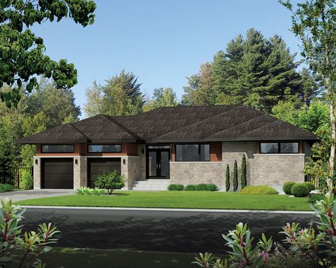 See amenities for Plan 126D-0534. Contemporary Style House, Prairie Style Houses, Modern Style House Plans, House Plans And More, Hip Roof, Contemporary Style Homes, Open Living Room, Contemporary House Plans, Prairie Style