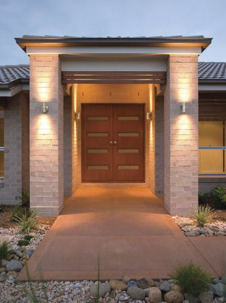 Provides gorgous bi-directional lighting perfect for front porches | Outdoor Lighting | Alpine - by Edge Lighting Exterior Wall Light Fixtures, Gate Lights, Column Lighting, Entrance Lighting, Modern Gate, Home Lighting Design, Entryway Lighting, Exterior Wall Light, Led Outdoor Wall Lights