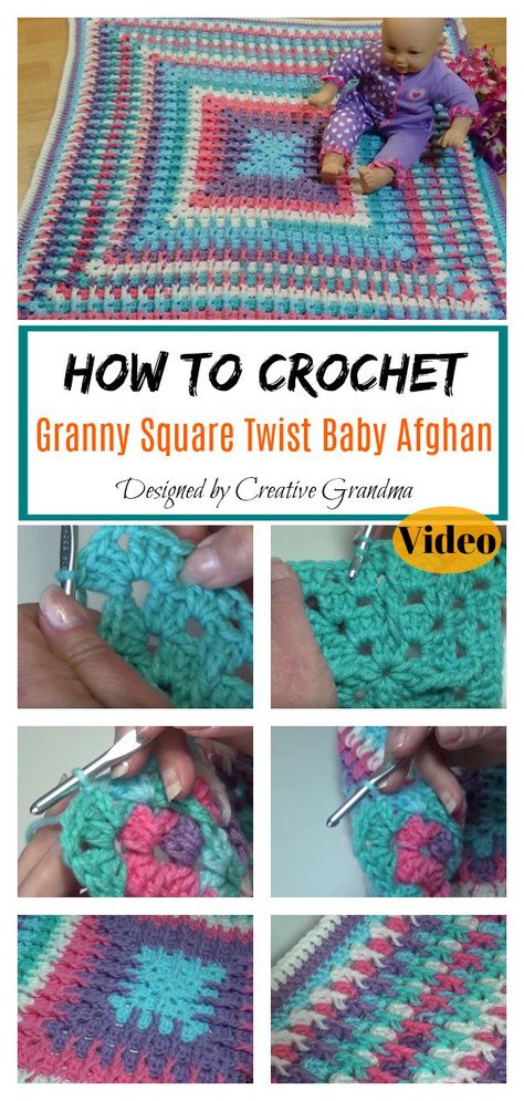 Granny Twist Crochet Pattern, Continuous Granny Square Blanket, Crochet Bedding, Crochet Baby Blanket Tutorial, Yarn Projects Crochet, Squares Blanket, Sunburst Granny Square, Mandala Yarn, Crochet Granny Square Afghan