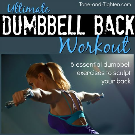 No gym membership or fancy equipment required! Sculpt an amazing back with these 6 amazing moves! #workout #exercise from Tone-and-Tighten.com Dumbbell Back Workout, Best Dumbbell Exercises, Dumbbell Exercises, Workout For Women, Body Fitness, Dumbbell Workout, Back Muscles, Back Exercises, Back Workout