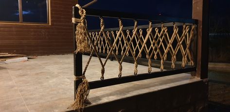 Nautical Stair Railing, Veranda Balustrade, Rope Railing, Design With Rope, Front Porch Railings, Deck Railing Design, Rustic Laundry Rooms, Bar Shed, Balcony Railing Design