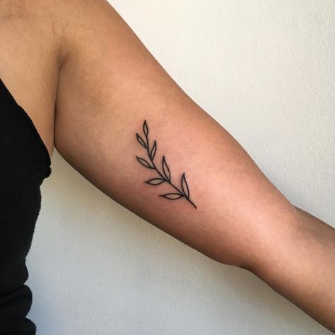 Women Bicep Tattoo Simple, Women Bicep Tattoo, Small Side Tattoos, Bicep Tattoo Women, Fern Tattoo, Small Girly Tattoos, Branch Tattoo, Tattoos Mandala, Bicep Tattoo