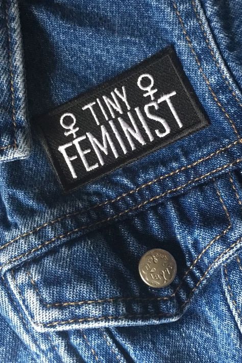 Give Your Denim a Dose of Girl Power With 12 Feminist Patches — All Under $12! Feminism Painting, Art Feminism, Feminist Patch, Feminist Embroidery, Feminist Fashion, Jean Jacket Patches, Feminist Books, Feminism Quotes, Feminist Clothes