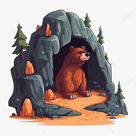 Cave Clipart, Bear Cave, Sticker Clipart, Png Transparent Background, Class Ideas, Bear Cartoon, A Cartoon, Png Transparent, Free Png