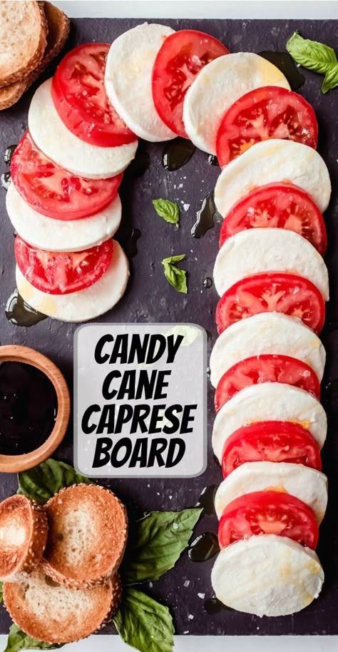 Candy Cane Caprese Board recipe from RecipeGirl.com #candy #cane #candycane #christmas #caprese #board #recipe #RecipeGirl Christmas Caprese, Savory Christmas Recipes, Caprese Appetizer, Christmas Appetizers Party, Christmas Eve Dinner, Christmas Recipes Appetizers, Christmas Food Dinner, Christmas Brunch, Christmas Party Food