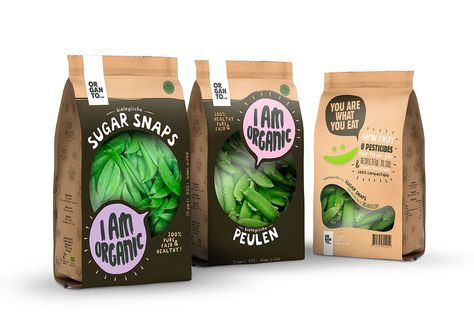 I AM ORGANIC, Organto Foods Inc. Designed at Superrebel.com Microgreens Packaging, Die Cut Packaging, Organic Food Packaging, Salad Packaging, Vegetable Packaging, Organic Packaging, Micro Greens, Environmentally Friendly Packaging, Fruit Packaging