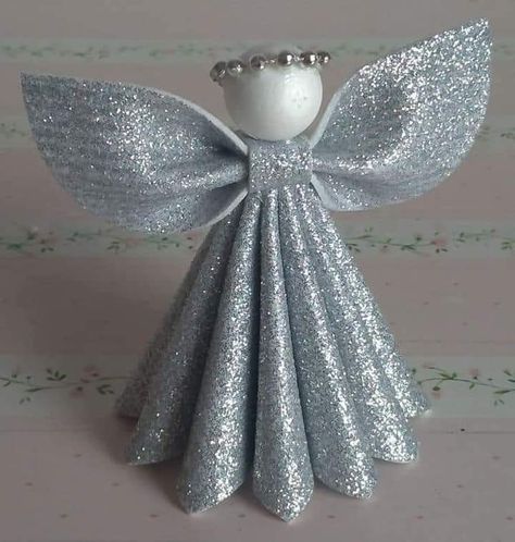 Glitter Foam Christmas Ornaments Angels, Diy Angel Crafts, Foamiran Christmas Ornaments, Paper Christmas Angels, Angels Diy Crafts, Glitter Foam Angels, Homemade Angel Ornaments, Angel Diy Crafts, Angel Crafts Diy