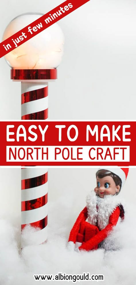 This fun North Pole craft for kids is a perfect holiday project that combines creativity and festive cheer. Easy to follow instructions make it simple for families to create their own North Pole decorations. Gather your supplies and enjoy crafting together this Christmas season. Christmas Poles Diy, The North Pole Decorations, Pole Decorations Ideas, Diy North Pole Post, North Pole Diy, North Pole Decorations, North Pole Christmas Decor, Diy North Pole, North Pole Decor