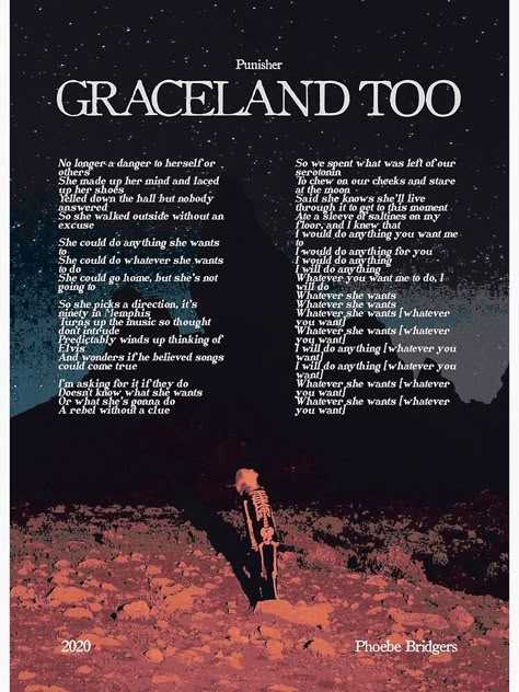 Kyoto Phoebe Bridgers Poster, Graceland Too Aesthetic, Phoebe Bridgers Punisher Poster, Phoebe Bridgers Lyrics Poster, Phoebe Bridgers Graceland Too, Phoebe Bridgers Poster Aesthetic, Graceland Too Poster, Graceland Too, Graceland Too Lyrics