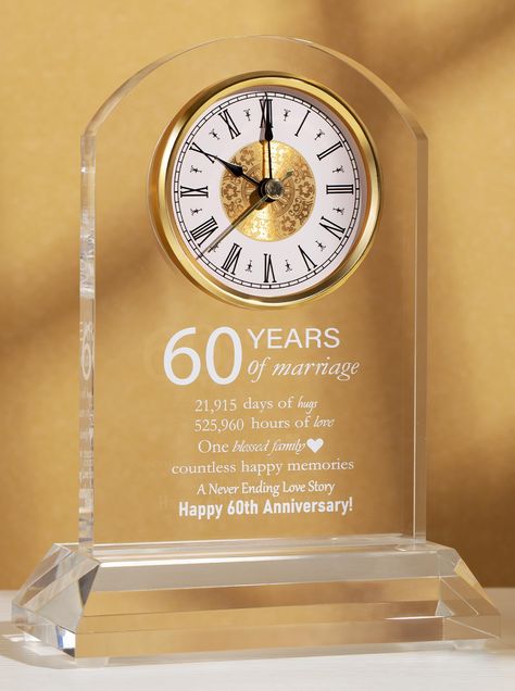 PRICES MAY VARY. BEST 60TH WEDDING ANNIVERSARY GIFTS IDEAS - It is designed from a luxurious silver-tone clock and crystal clear acrylic, symbolizing prosperity, strength, wisdom, and lifelong love. You can keep it forever, every moment recorded is the most timeless and treasured significance. UNIQUE CRAFTSMANSHIP & LASTING MEMENTO - Our 60 years anniversary clock for couples is made of quality acrylic material, with high transparency, is reliable and durable, has no strange smell, and no burr, Grandfather Birthday, Birthday Presents For Her, Retirement Gifts For Women, Happy 60th Birthday, Present For Her, 80th Birthday Gifts, Clock Gift, Desk Shelf, Farewell Gifts