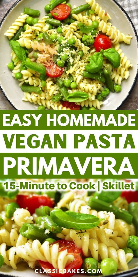 Create your own delicious version of Vegan Pasta primavera. The classic vegetarian pasta dish gets a vegan makeover with our light cream sauce, bright veggies, and bold basil. It’s a simple but classic meal that everyone can enjoy. Homemade Vegan Pasta, Pasta Primavera Sauce, Best Vegan Pasta, Vegan Pasta Primavera, Primavera Recipe, Vegetarian Pasta Dishes, Pasta Primavera Recipe, Favorite Pasta Recipes, Cooking Green Beans