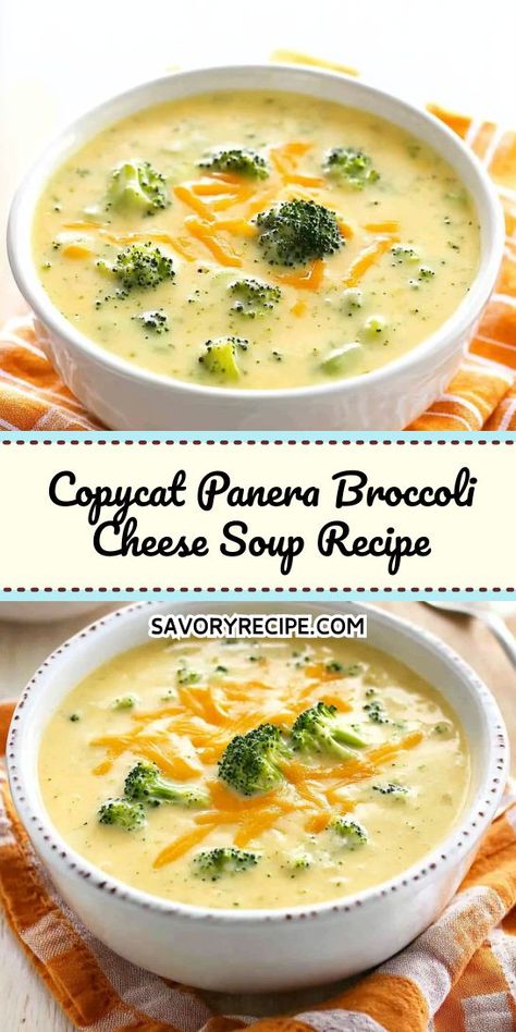 Indulge in the rich flavors of Copycat Panera Broccoli Cheese Soup! This comforting recipe is packed with tender broccoli and velvety cheddar, making it the perfect dish for cozy nights. Enjoy a restaurant-quality soup at home that will satisfy your cravings and warm your heart. Copycat Panera Broccoli Cheddar Soup Instant Pot, Copycat Panera Cheesy Broccoli Soup, Slow Cooker Panera Broccoli Cheddar Soup, Broccoli Soup Panera Copycat, Broccoli Cheddar Panera Copycat, Easy Panera Broccoli And Cheese Soup, Copy Cat Panera Bread Broccoli Cheddar, Panera Bread Cheddar Broccoli Soup, Best Crockpot Broccoli Cheddar Soup