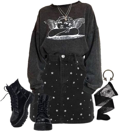 Dark Outfit Inspiration, Grunge Holiday Outfit, Black Sweater Outfit Aesthetic, Autumn Outfits Black, Alternative Winter Outfits, Egirl Outfit Ideas, 2016 Tumblr Outfits, Grunge Outfits Winter, Black Sweater Outfit