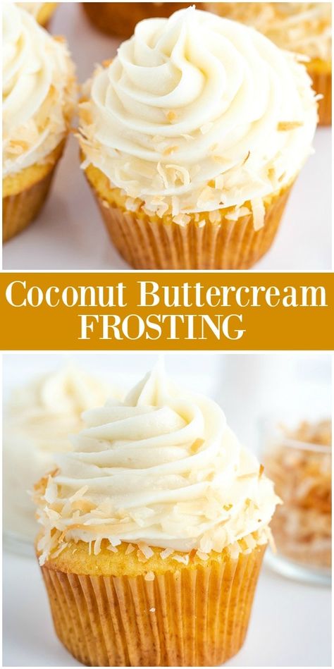 Easy Coconut Buttercream Frosting recipe from RecipeGirl.com #easy #coconut #buttercream #frosting #recipe #RecipeGirl Coconut Butter Cream Frosting, Coconut Buttercream Frosting Recipe, Enchanted Kitchen, Buttercream Ideas, Coconut Buttercream Frosting, Coconut Buttercream, Coconut Cheesecake, Coconut Frosting, Coconut Cupcakes