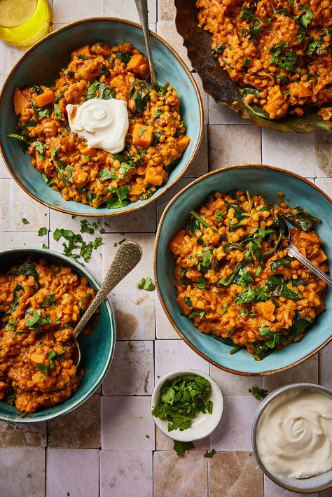 Freeze Leftovers, Vegan Budget, Red Split Lentils, Mediterranean Couscous, Lentil Dishes, Sweet Potato Curry, Sweet Potato Spinach, Red Lentils, Potato Curry