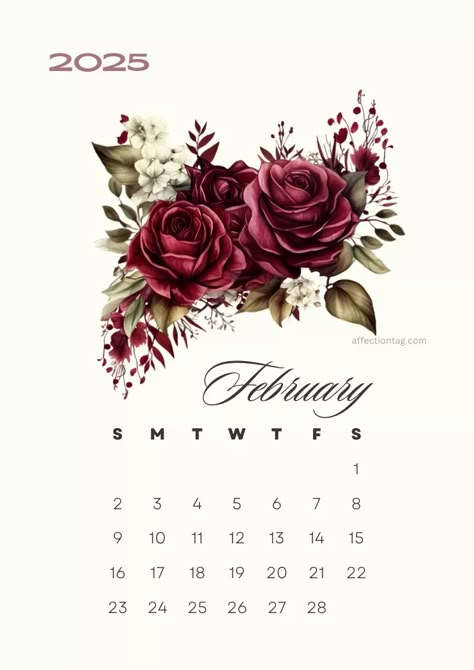 2025 Burgundy Rose Flower February Month Calendar February 2025 Calendar, Flower February, Calendar February, Calendar Png, February Month, Flower Calendar, February Calendar, Burgundy Roses, Bunny Cartoon