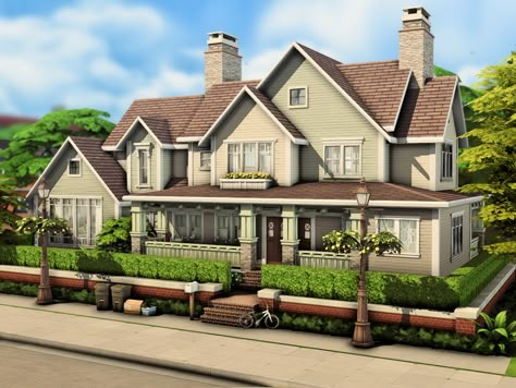 Sims 4 Family House Exterior, Suburban California House, British Suburban House, Suburban Home Sims 4, The Sims 4 Suburban House, Family Suburban House Exterior, 1 Story Suburban House, Sims 4 Housewife, Sims 4 Houses Family Home