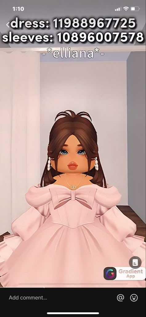 Prom Desses, Brown Hair Roblox Id, Cute Prom Dress, Brown Hair Roblox, Blocksburg Outfit Codes￼, Fancy Dress Code, Code Clothing, Disney Princess Outfits, Baddie Outfits Ideas