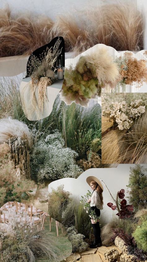 Grasses, Yarrow, feverfew, cosmos, Baby’s breath, dried florals - mimicking fields of flowers and grasses; singular centre pieces; Wedding reception inspo; ability to grow/forage much of this Centre Pieces Wedding, Dried Baby Breath, Fields Of Flowers, Dried Florals, Baby Breath, Baby S Breath, Centre Pieces, Flower Field, Grasses