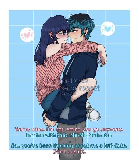 Luca And Marinette Fanart, Protective Boyfriend Anime, Luca X Marinette, Lukanette Fanart Cute, Luka And Marinette, Lukanette Fanart, Funny Screen Savers, Miraculous Fanfic, Luka Miraculous Ladybug