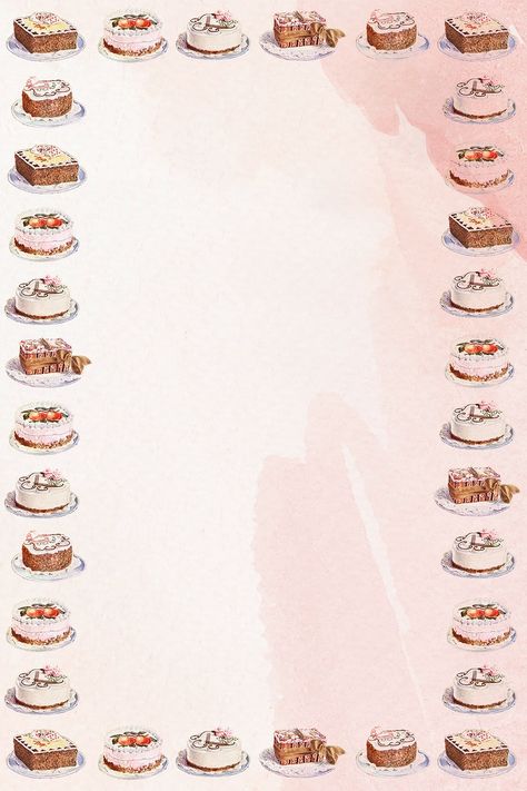 Fancy cakes frame on a pink watercolor background | premium image by rawpixel.com / katie Food Frame, Background Cake, Pink Watercolor Background, Menu Background, Cake Frame, Cake Illustration, Watercolor Cake, Vintage Dessert, Hand Images