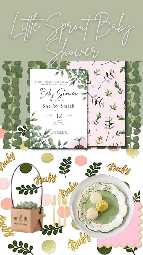 An all inclusive list of products to throw a great Little Sprout themed baby shower. Little Sprout Baby Shower Theme, Sprout Baby Shower Theme, Little Sprout Baby Shower Ideas, Nesting Party, Neutral Shower, Garden Baby Showers, Fun Baby, Baby Shower Planning, Reveal Party