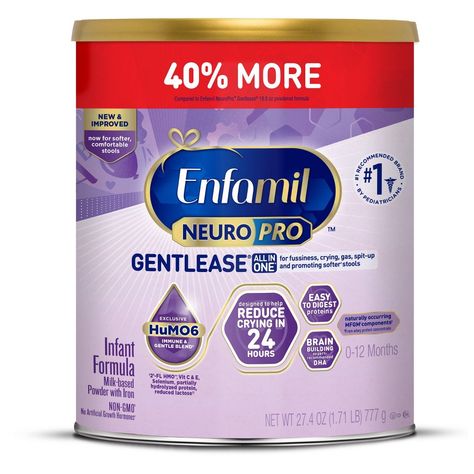 Introducing new and improved Enfamil NeuroPro Gentlease, now with a patented prebiotic fiber blend to help ease stooling discomfort and promote frequent stooling. Our trusted Gentlease baby formula is designed to help ease fussiness, crying, gas, & spit-up within 24 hours. NeuroPro Gentlease has naturally occurring MFGM components from whey protein concentrate. MFGM, short for milk fat globule membrane, is a natural component that is also found in every drop of breast milk. MFGM components in ba Enfamil Neuropro, Soft Stool, Baby Ferrets, Gold Room, Colic Baby, Neural Connections, Infant Formula, Really Cute Puppies, Whey Protein Concentrate