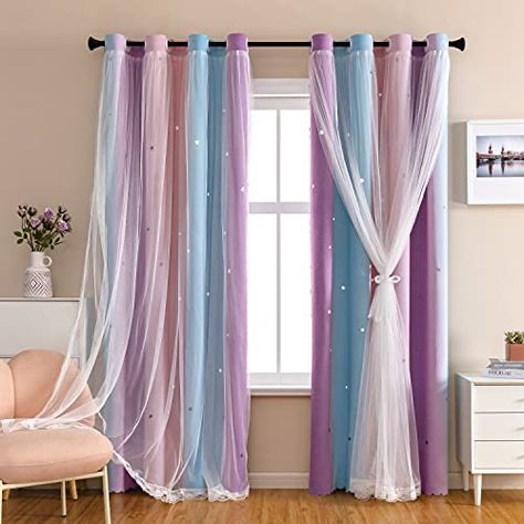 Purple Princess Room, Princess Curtains, Star Curtains, Purple Girls Bedroom, Curtains For Kids, Girls Room Curtains, Rainbow Curtains, Girl Curtains, Girls Bedroom Curtains