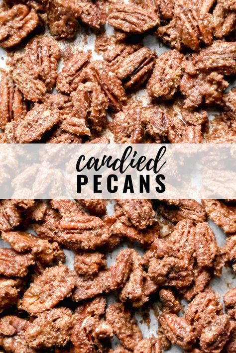 Candied Pecans Easy, Easy Candied Pecans, Roasted Pecans, Nut Recipes, Pecan Recipes, Candied Nuts, Candied Pecans, Savory Pie, Homemade Candies