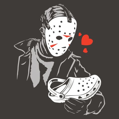 Jason Loves Crocs Arte Alien, Horror Movie Icons, Horror Artwork, Nerd Humor, Funny Horror, Horror Movie Art, Magic Johnson, Jason Voorhees, Horror Characters