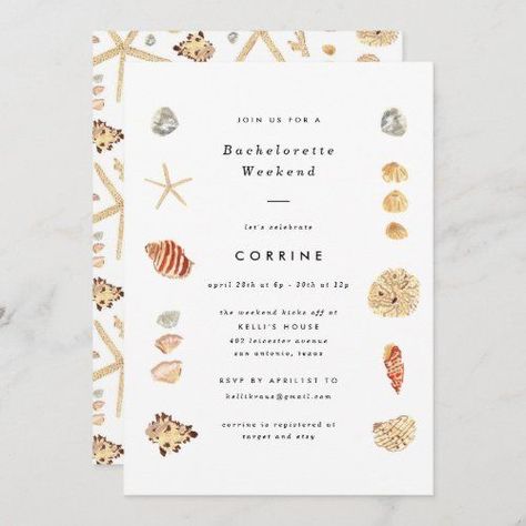 $ 3.08 | Modern Watercolor Seashells Bachelorette Party #bachelorette party #bachelorette #tropical #modern #beach #bachelorette party invitations #tropical bachelorette party #destination #watercolor seashells #bachelorette weekend Bachelorette Party Hashtags, Coastal Party, Watercolor Seashells, Bachelorette Party Gift Bag, Tropical Bachelorette Party, Beach Bachelorette Party, Tropical Bachelorette, Bachelorette Weekend Invitations, Hen Party Games