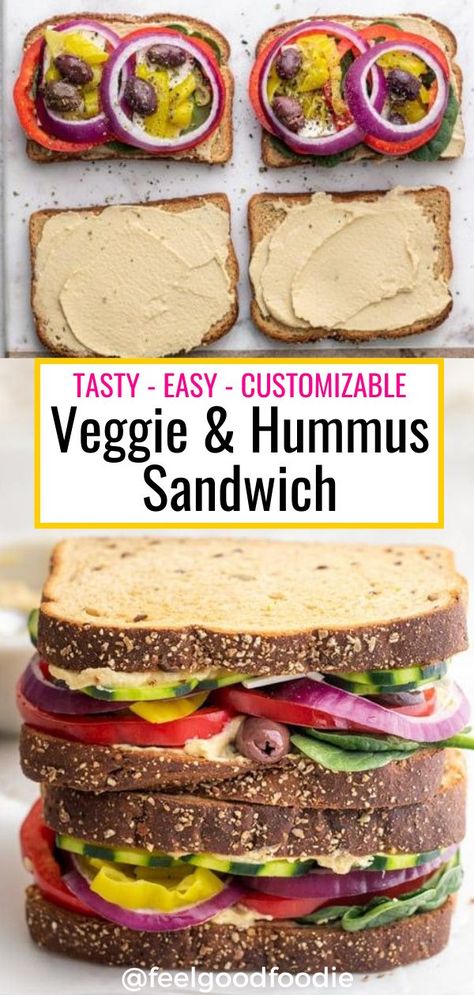 Hummus Lunch Box Ideas, Meatless Lunches For Kids, Veggie And Hummus Sandwich, Quick And Easy Lunch Sandwiches, Easy Vegetarian Sandwich Recipes, Veggie Delight Sandwich, Cheap Healthy Sandwiches, Meatless Sandwich Ideas, Cucumber Hummus Sandwiches