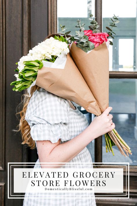 How To Wrap Store Bought Flowers, Grocery Store Bouquet Diy, How To Wrap Flowers In Paper, Mothers Bouquet, Wrapped Flower Bouquet, Wrap A Bouquet In Paper, Grocery Flowers, Grocery Store Bouquet, Wrap A Bouquet