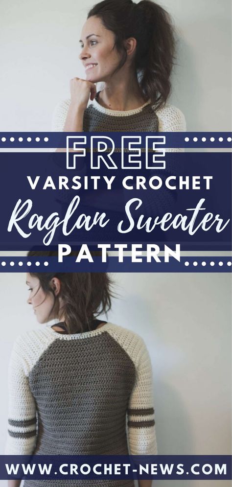 Crochet Mesh Raglan, Crochet Jersey Pattern Free, Crochet Varsity Jacket, Crochet Raglan Sweater Pattern Free, Crochet Raglan Sweater Pattern, Crochet Raglan Sweater, Raglan Sweater Pattern, Crocheted Clothing, Clothing Crochet