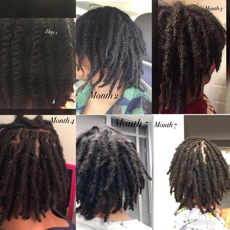 Day 1 to month 7 starter locs Started with 2 strand twist Watch the twist patterns as it slowly diminishes @hunnibunnbunn on Instagram How To Grow Natural Hair, Sew In Hairstyles, Beautiful Dreadlocks, Short Locs Hairstyles, Dread Hairstyles, Natural Hair Beauty, Hair Affair, Dreadlock Hairstyles, Natural Hair Tips