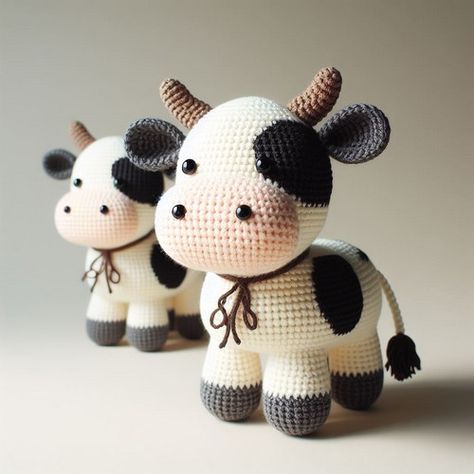 Free Crochet Cow Amigurumi Pattern Farm Animal Plushies, Crochet Cows Cute, Funny Cow Crochet Pattern Free, Amigurumi Farm Animals Free Pattern, Crochet Amigurumi Cow Free Pattern, Farm Animal Amigurumi, Crochet Cow Applique Pattern Free, Crochet Cow Free Pattern Amigurumi, Free Cow Crochet Pattern Amigurumi