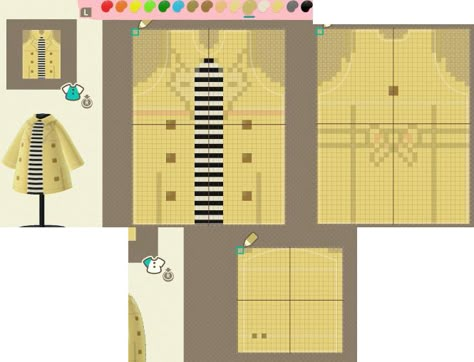 Acnh Coats Designs Grid, Animal Crossing Coat Design Grid, Animal Crossing Dress Design Grid, Acnh Design Grid Clothes, Animal Crossing Clothes Pattern Design Grid, Acnh Clothes Pattern Grid Cottagecore, Acnh Grid Design Clothes, Acnh Pixel Patterns Clothes, Animal Crossing Clothing Designs Grid