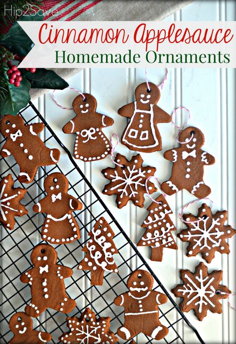 Cinnamon Apple Sauce, Applesauce Ornaments, Cinnamon Applesauce Ornaments, Cinnamon Applesauce, Gingerbread Activities, Cinnamon Ornaments, Easy Holidays Crafts, Easy Christmas Ornaments, Kids Homemade