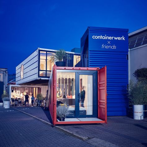 Containerwerk installation in Milan made from shipping containers Container Design Ideas, Container Home Designs, Sea Container Homes, Shipping Container Architecture, Container Restaurant, Sea Containers, Used Shipping Containers, Container Office, Container Buildings