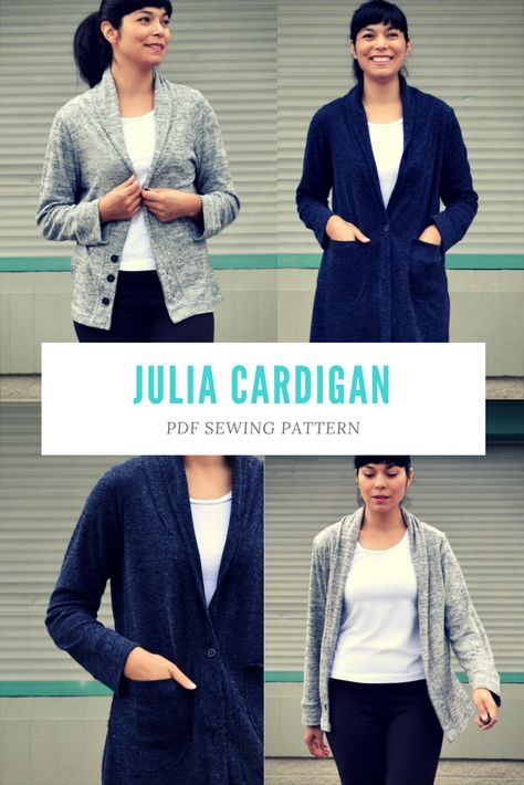 NEW PATTERN RELEASED! The Julia Cardigan PDF sewing pattern: Learn how to make an easy and cozy cardigan with this PDF sewing pattern and tutorial Cardigan Sewing Pattern, Dramatic Collar, Diy Cardigan, Diy Wardrobe, Free Sewing Pattern, Beginner Sewing Projects Easy, Leftover Fabric, Ladies Clothes, Clothing Design