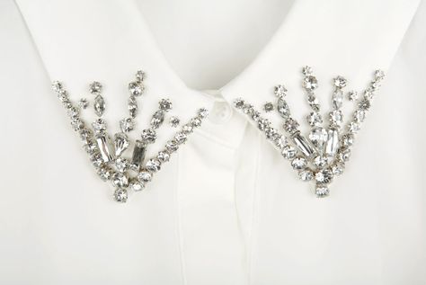 .. Jeweled Collar, Collar Tips, Embellished Collar, Fake Collar, Love Sparkle, Collar And Cuff, Fashion Details, Sewing Inspiration, Diy Fashion