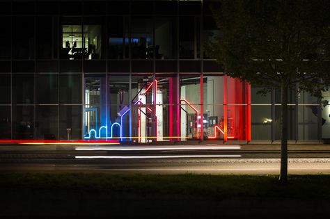 Saint-Gobain Showroom by HEAVY™ Saint Gobain, Corporate Branding, Corporate Design, Typography Logo, Logo Branding, Showroom, Typography, Neon Signs, Branding