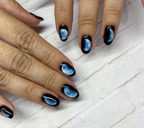 Bluemoon In Dark Night Black Nail Designs Midnight Sky, Black Nail Designs, Dark Night, Ethereal Beauty, Blue Moon, Black Nails, Acrylic Nail Designs, Acrylic Nails, Nail Designs