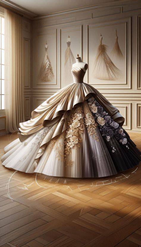 Big Dress, Dreamy Gowns, Big Dresses, Princess Ball Gowns, Fashion Mood Board, Character Outfits, Golden Hour, Ball Gown, Fashion Art