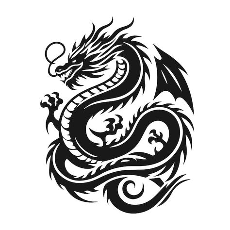 Dragon Tattoo Vector, Dragons Tattoo, Dragon Tattoos For Men, Dragon Logo, Tattoo Style Drawings, Kawaii Doodles, Dragon Tattoo, Design Reference, Tattoo Style